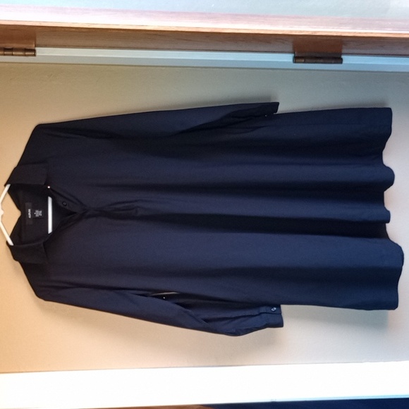 Alfa I Black  Cotton Blend Minimalist 3/4 button up dress size 8 - Picture 1 of 6